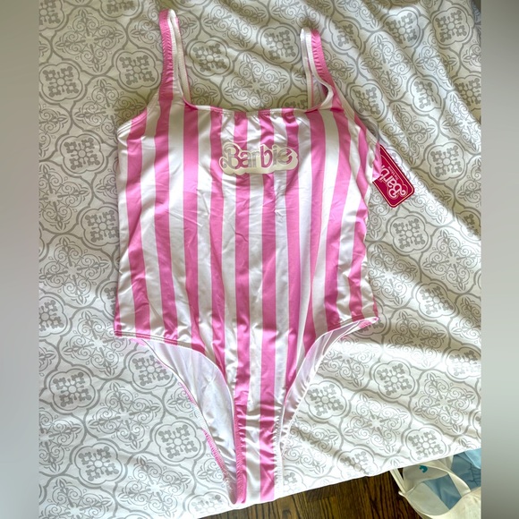 Barbie Other - BARBIE The Movie One Piece Swimsuit Pink and White Stripe Barbie BathingSuit NWT
